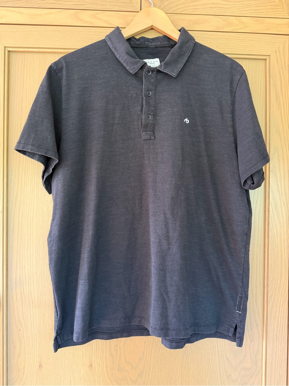 rag & bone Men's Black Cottonblend Short-Sleeve Polo / XXL